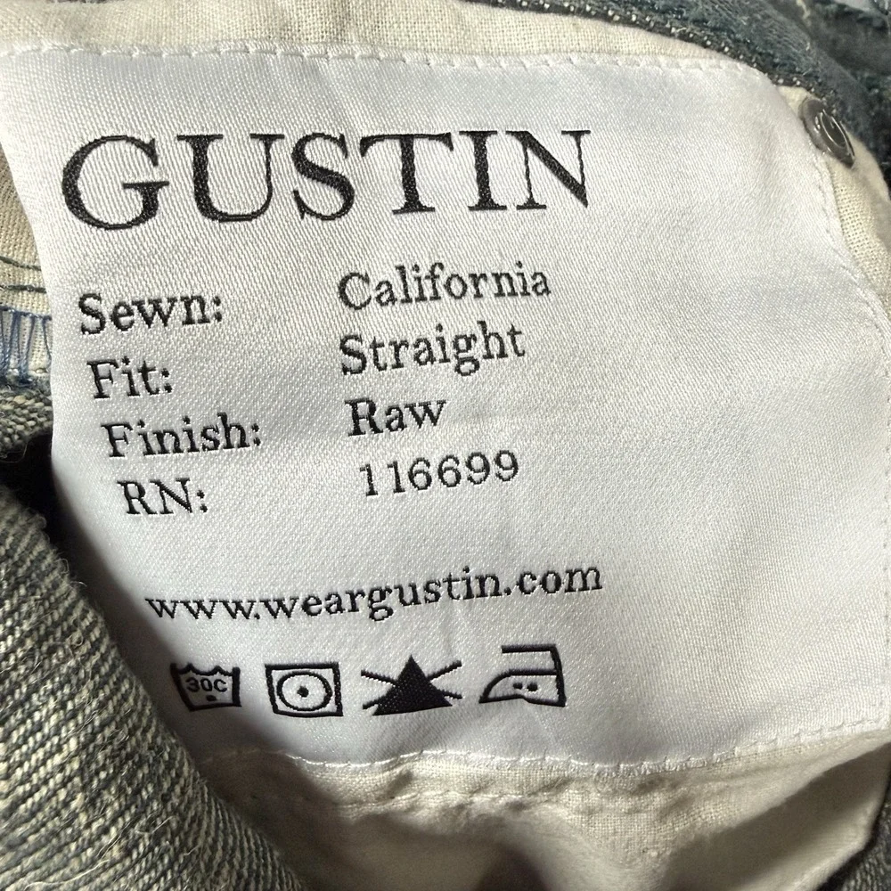 Gustin California Straight Raw Selvedge Neppy Denim Jeans Gray Blue Mens 26x32